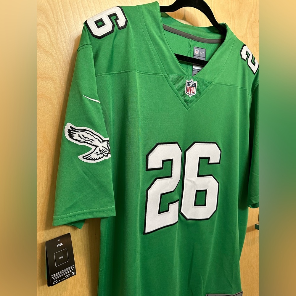 NFL Kelly Green Eagles Jersey with Number 26 and Eagle Patch - Saquan Barkley
